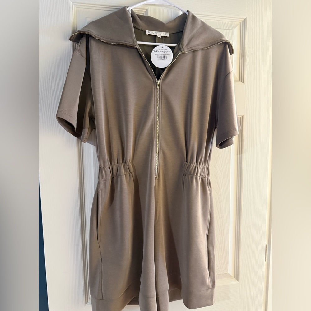 Karlie Taupe Zip-Up Romper